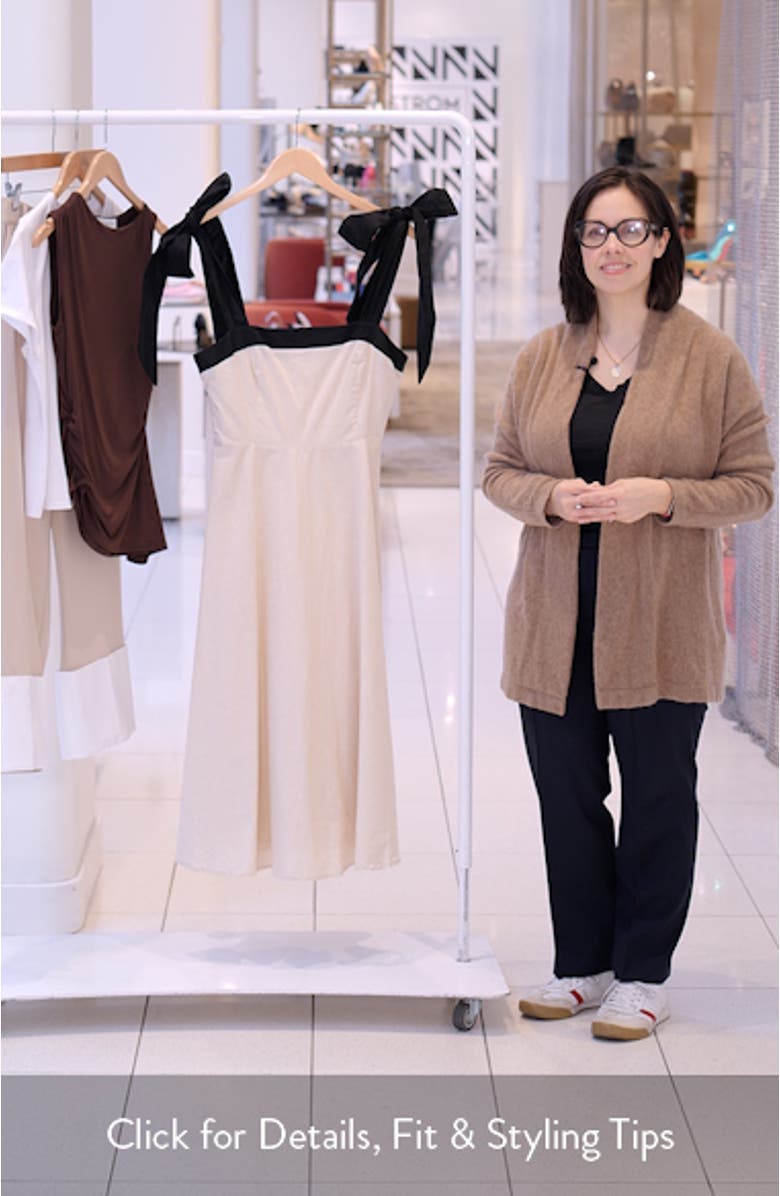 Olinda Contrast Detail Cotton & Linen Midi Sundress, sales video thumbnail