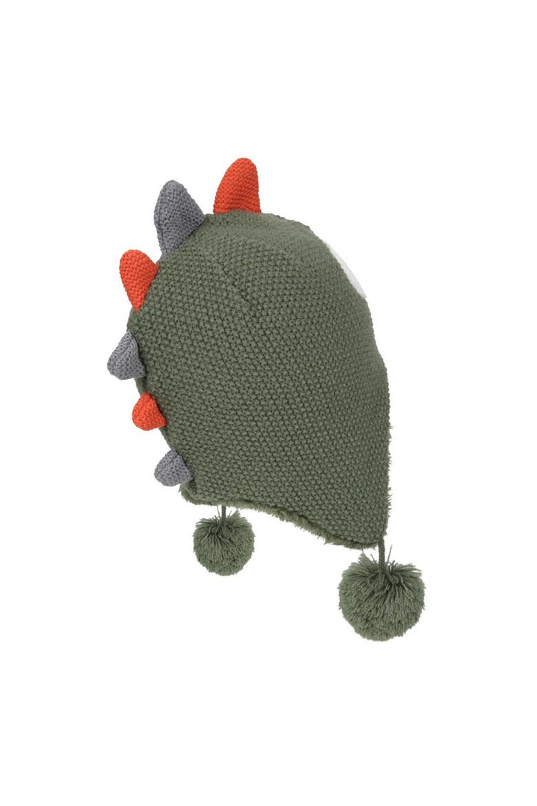 Childrens/kids Dragon Faux Fur Lined Hat And Gloves Set, Alternate, color, Green