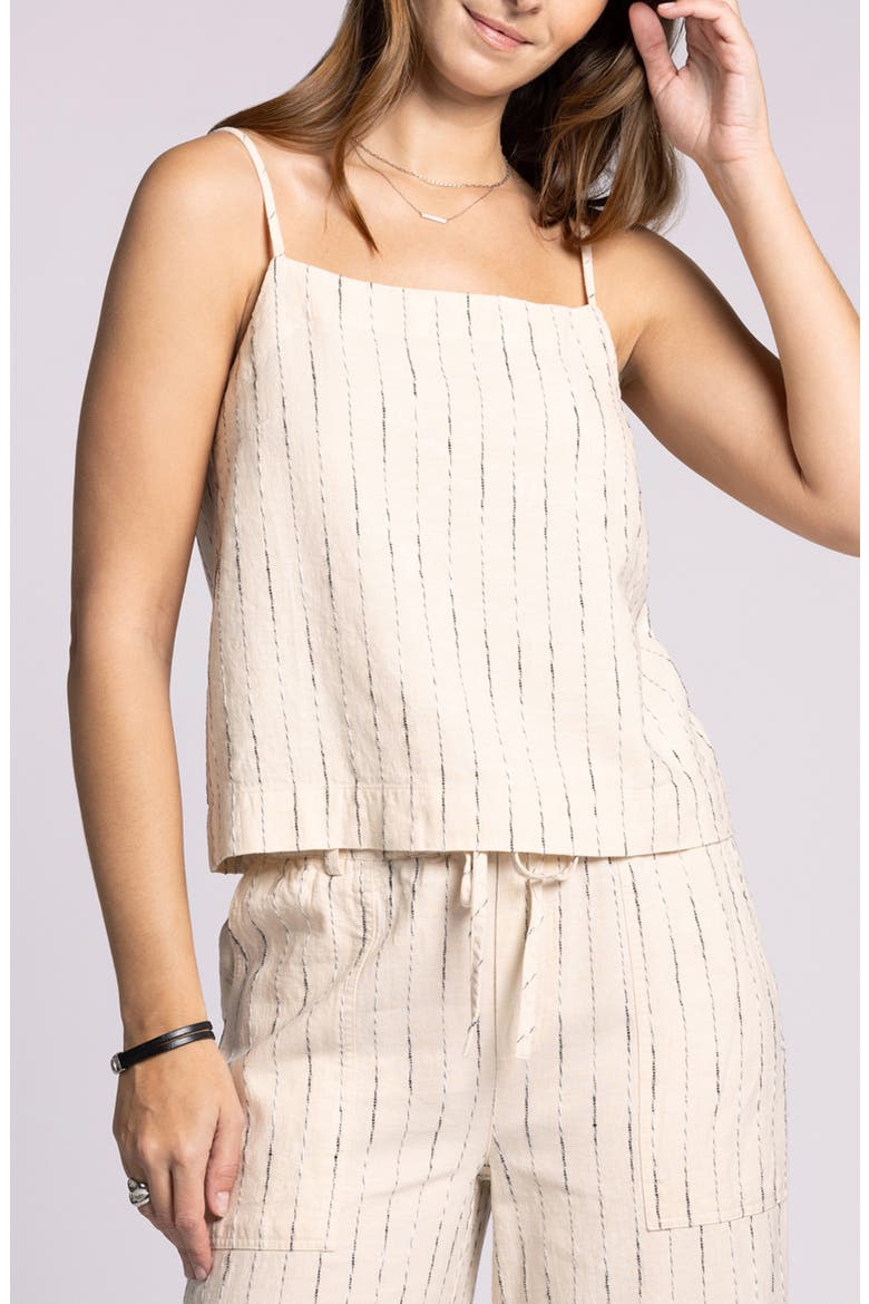 Ventura Linen Blend Camisole, Main, color, OFF WHITE BLACK