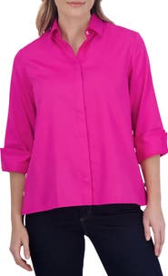 Foxcroft Beatrice Side Button Accent Shirt