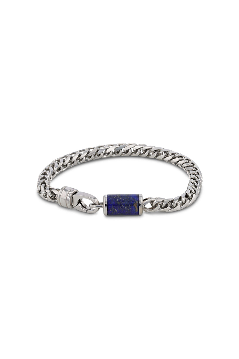 Stainless Steel Bracelet with Lapis Inlay, Main, color, Silver
