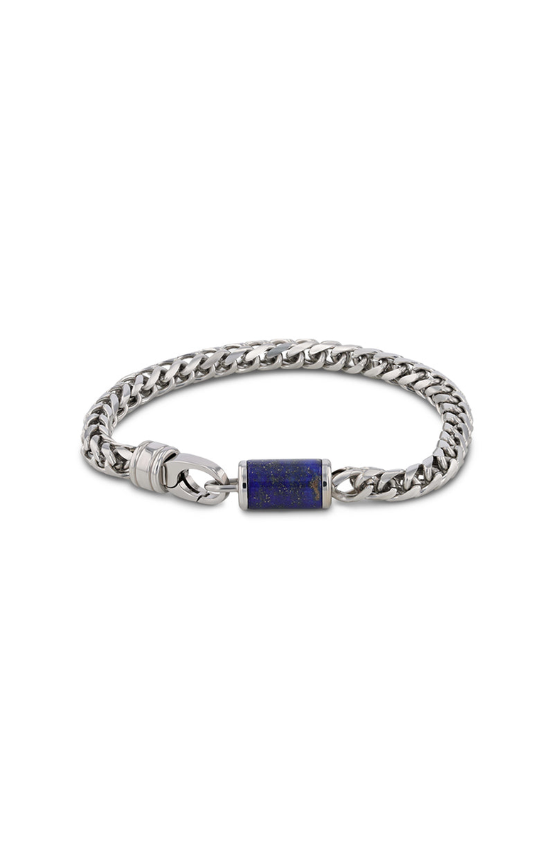 Larson Jewelers Stainless Steel Bracelet with Lapis Inlay, Main, color, Silver