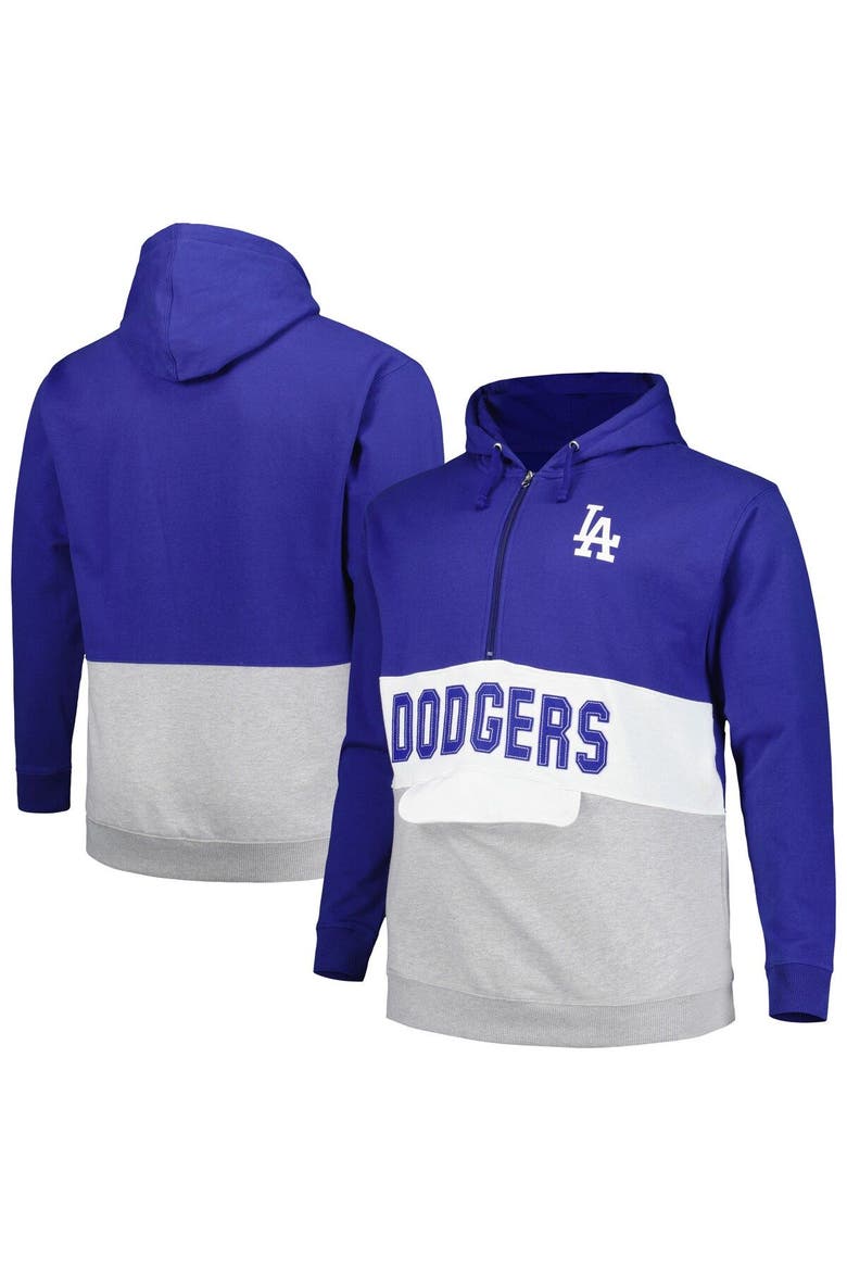 Men's Royal/White Los Angeles Dodgers Big & Tall Fleece Half-Zip Hoodie, Alternate, color, Royal