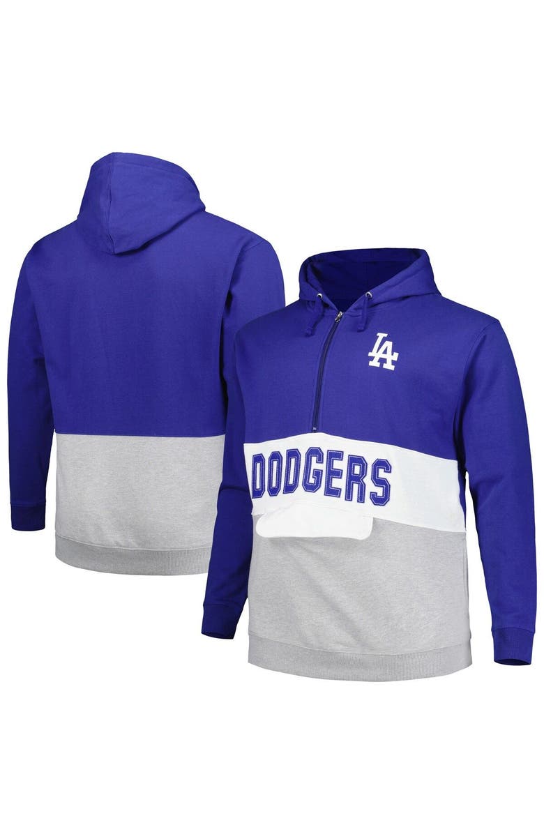 PROFILE Men's Royal/White Los Angeles Dodgers Big & Tall Fleece Half-Zip Hoodie, Alternate, color, 