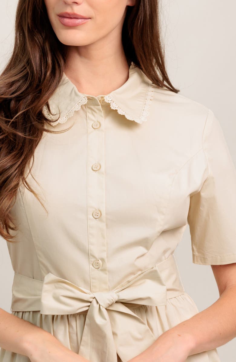 FLYING TOMATO Scalloped Collar Maxi Dress, Alternate, color, Beige