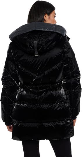 Women's Estelle Mixed Chevron Quilted Puffer with Detachable Hood