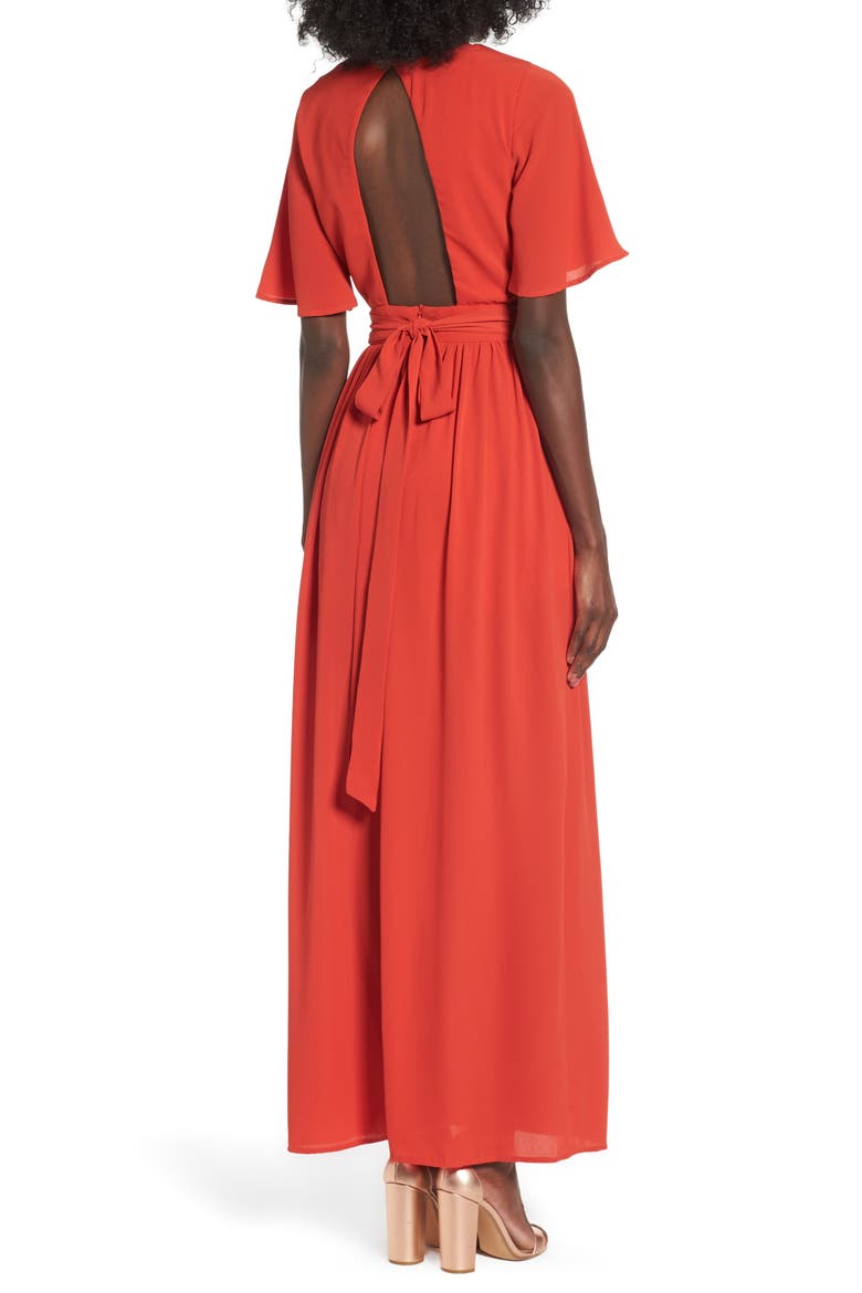 Stripe Maxi Romper, Alternate, color, FIERY RED