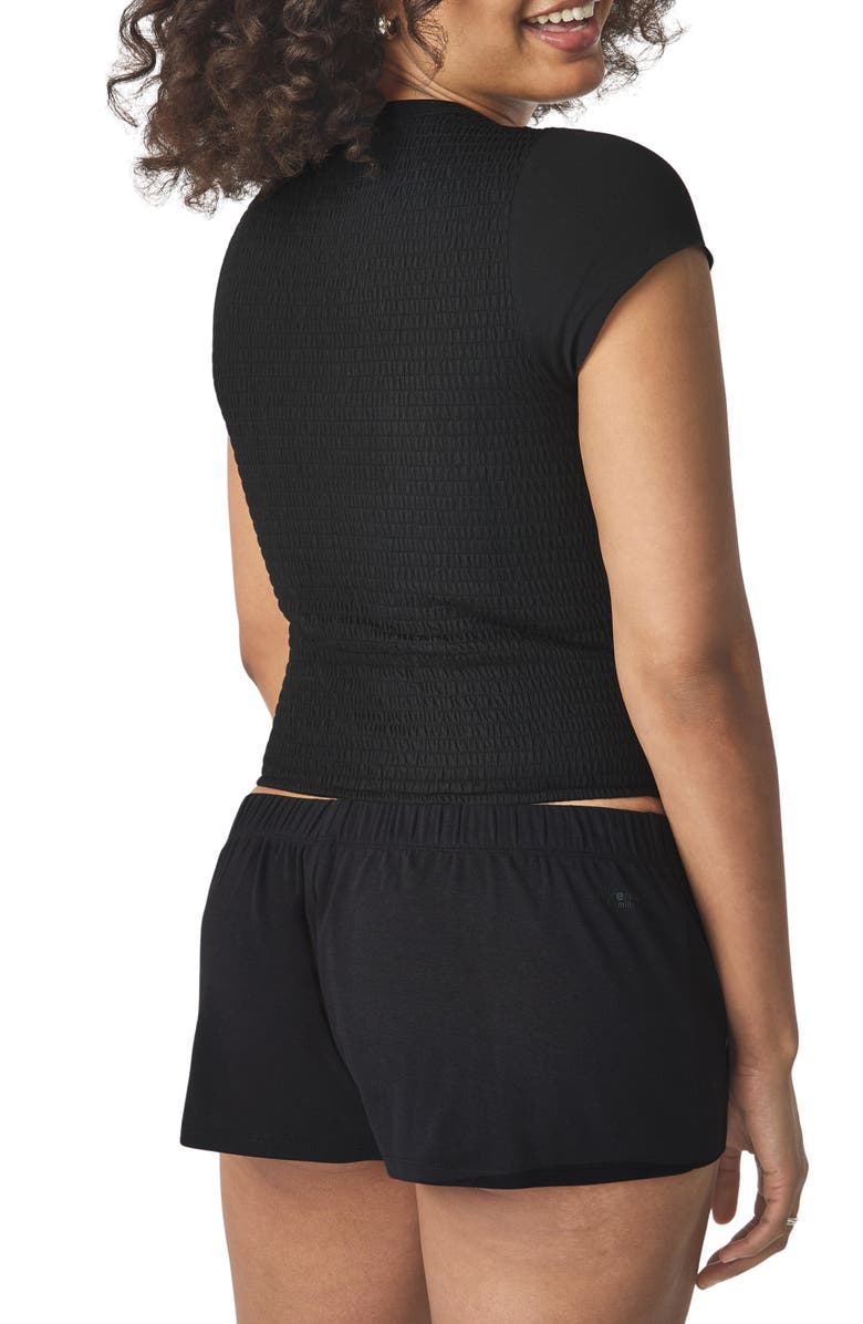 Florence by Mills Smocked Short Sleeve T-Shirt, Alternate, color, Black