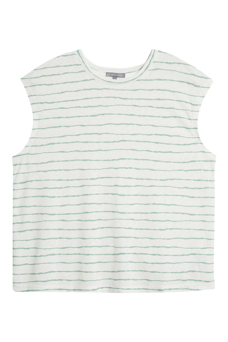 Stripe Linen Blend T-Shirt, Alternate, color, MEADOW/ OFF WHITE