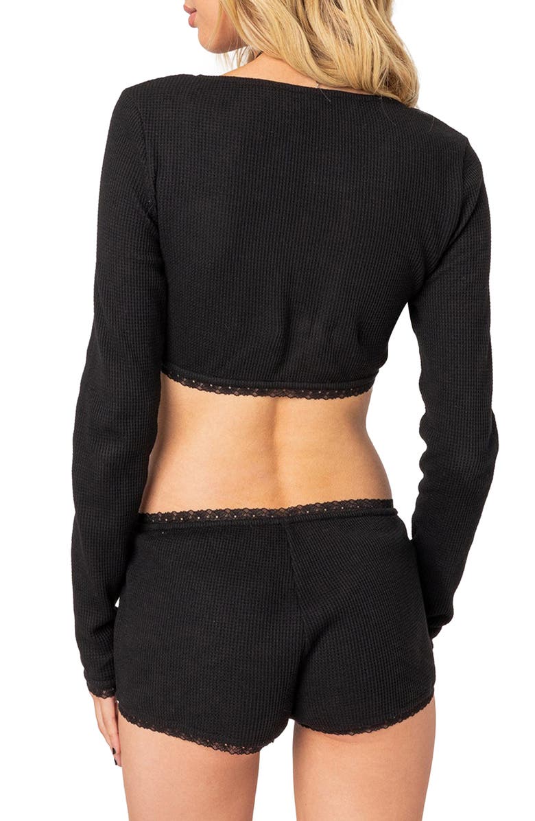 EDIKTED GRWM Waffle Crop Top, Alternate, color,