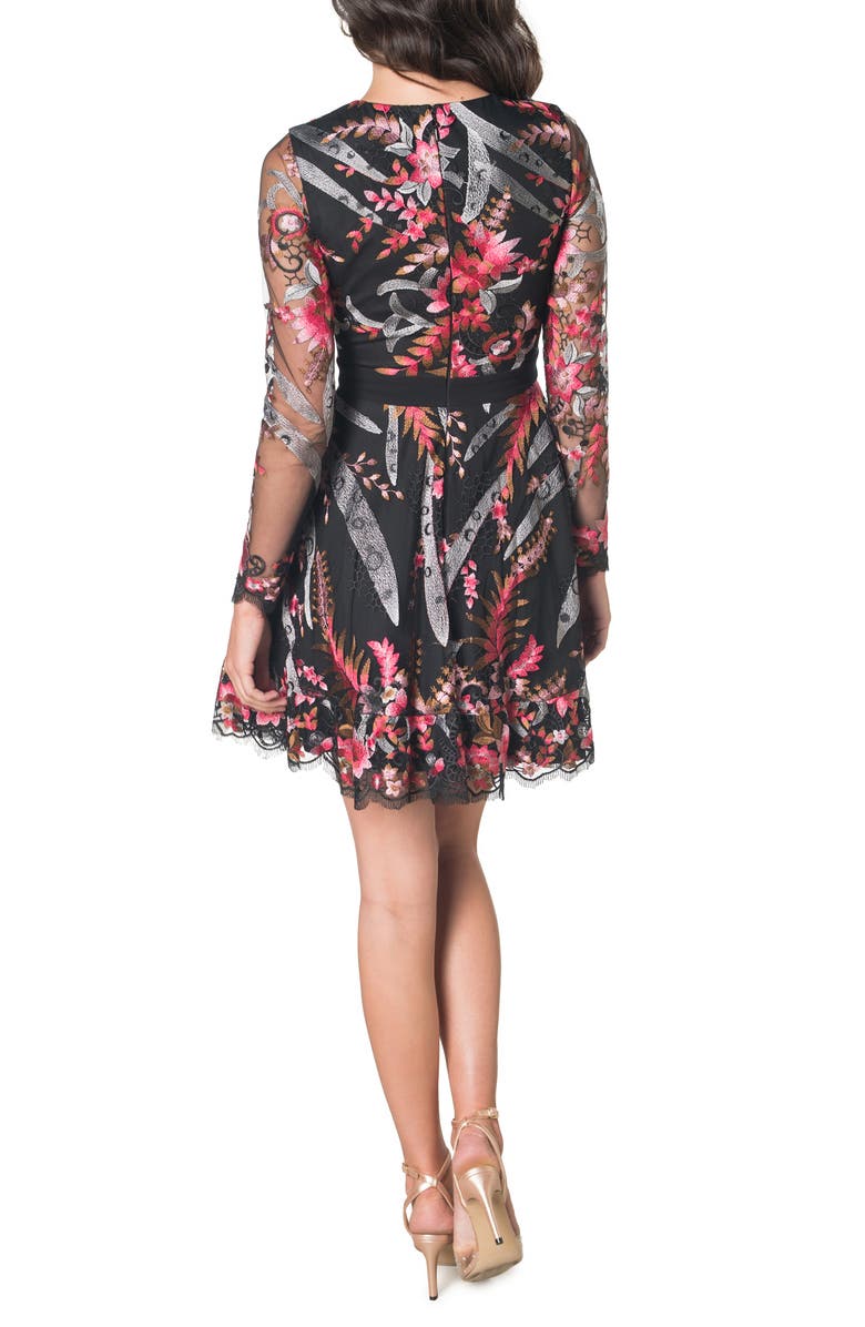 Dress the Population Alora Floral Long Sleeve A-Line Minidress, Alternate, color,
