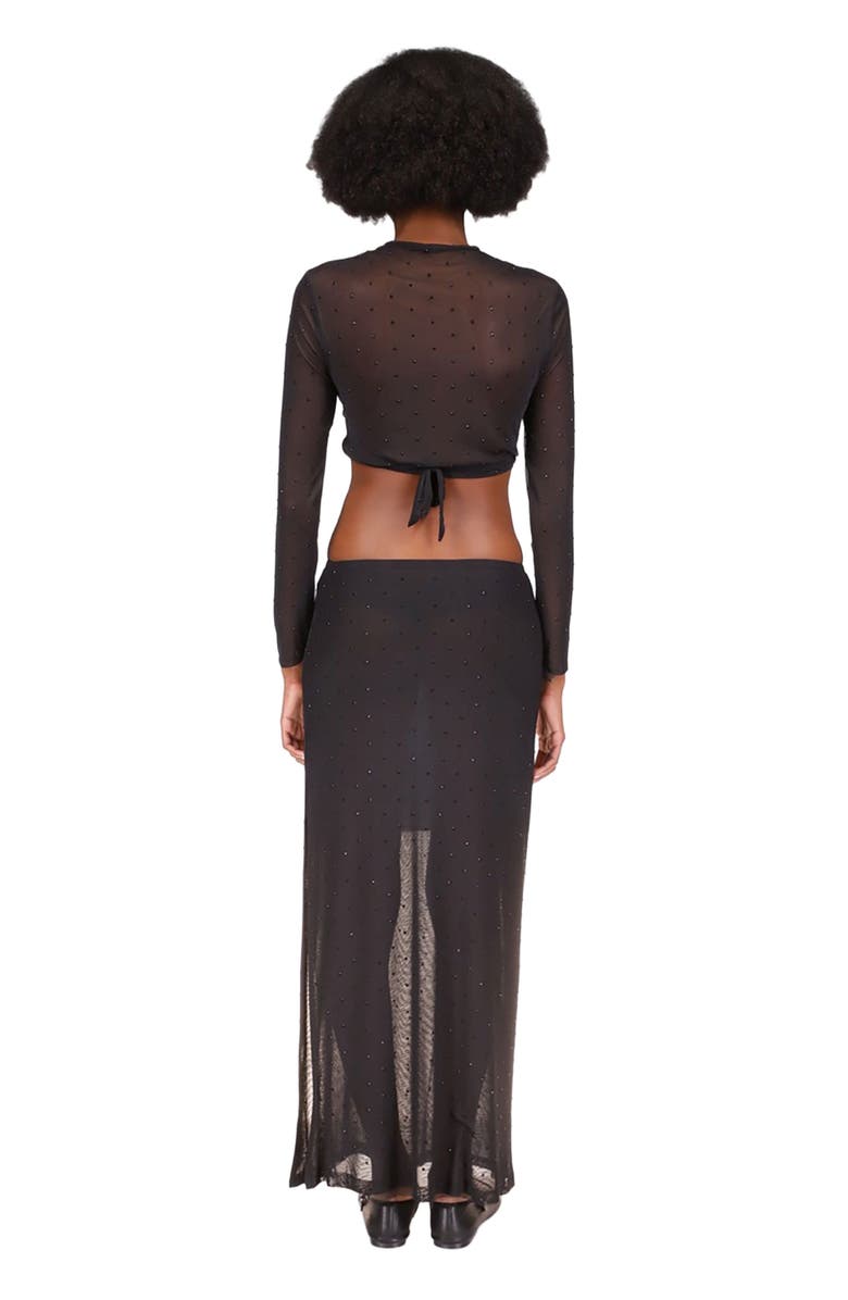 Anna Sui Rhinestone Mesh Skirt, Alternate, color, Black