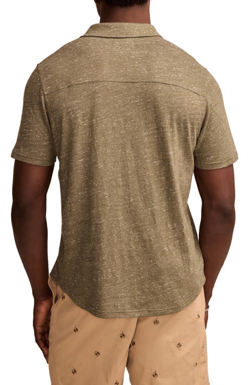 Lucky Brand Short Sleeve Marled Linen Button-up Shirt In Thyme