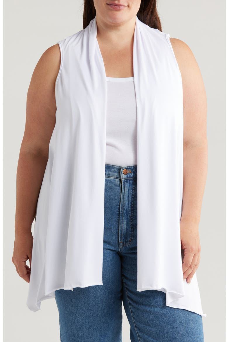Open Front Sidetail Stretch Vest, Main, color, WHITE