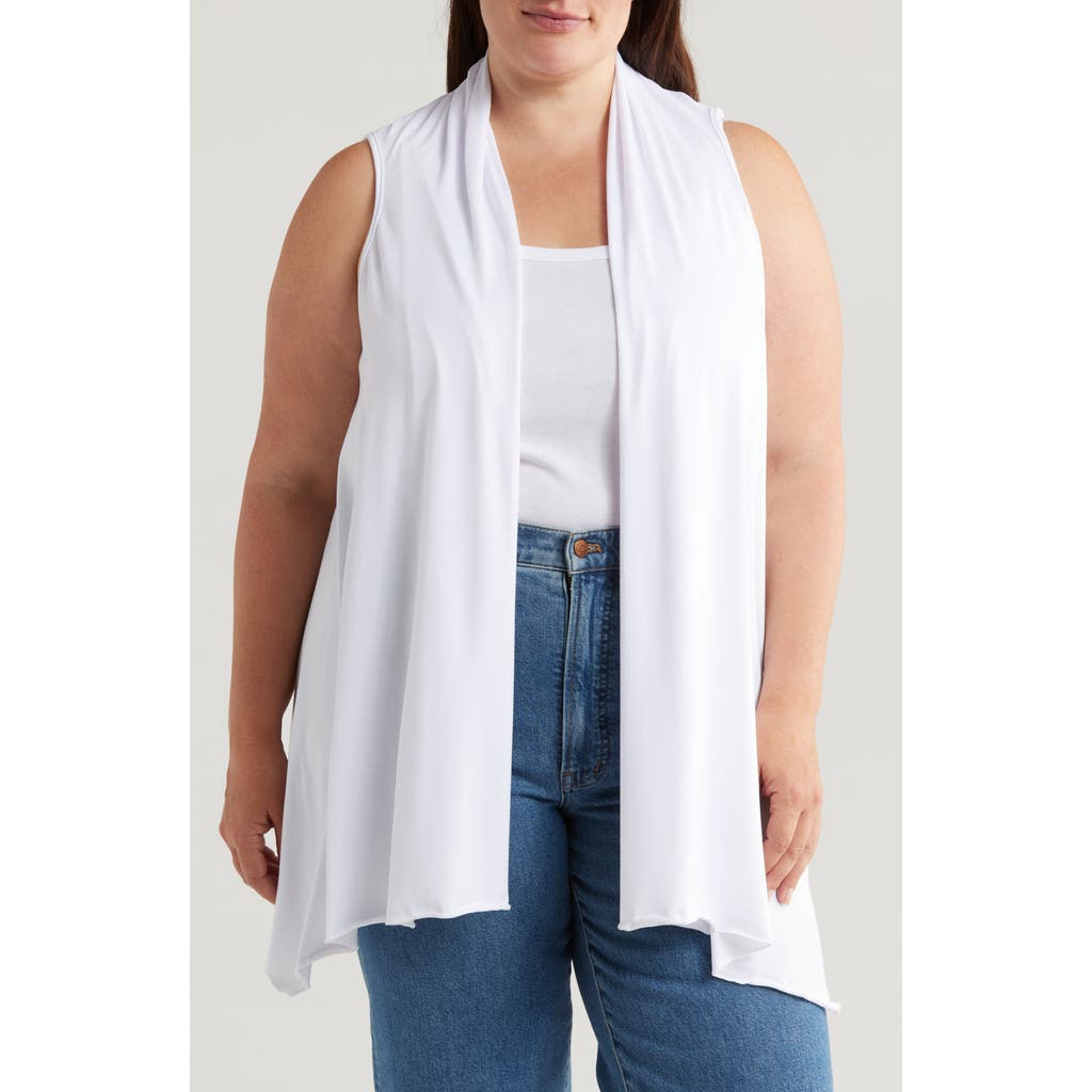 24seven Comfort Apparel Open Front Sidetail Stretch Vest in White  product