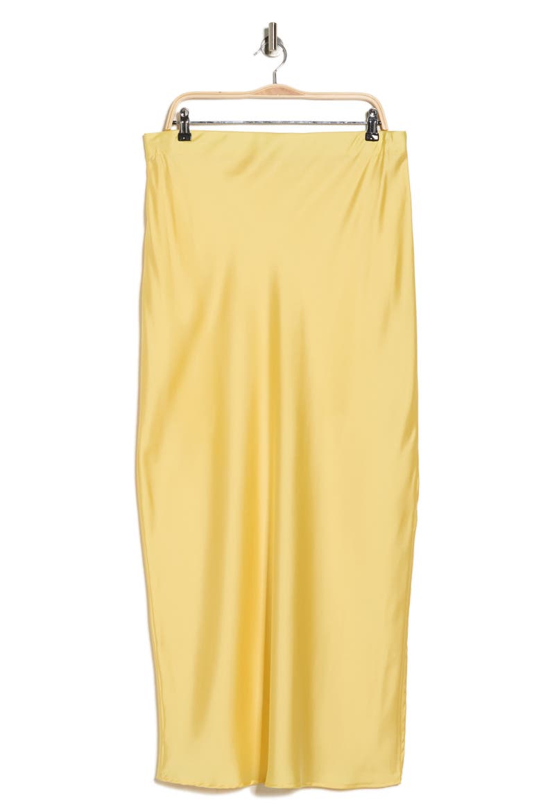 Side Slit Satin Maxi Skirt, Alternate, color, LEMON
