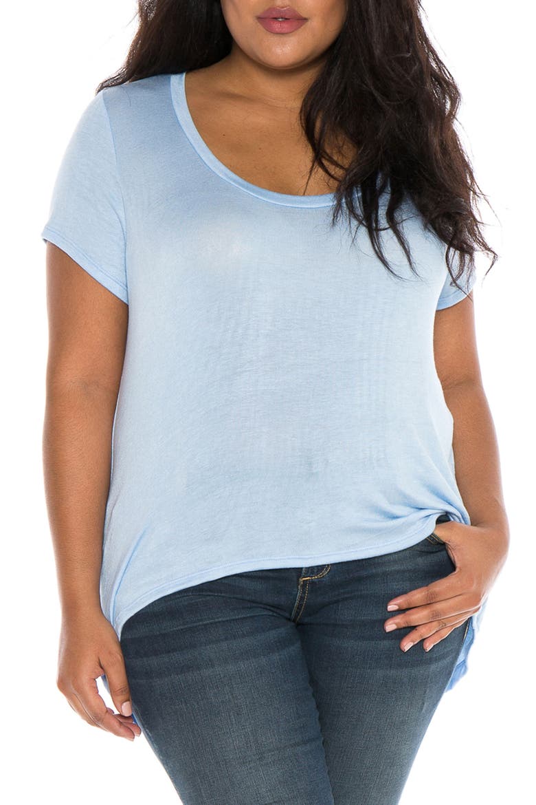 High/Low Scoop Neck Tee, Main, color, SERENITY