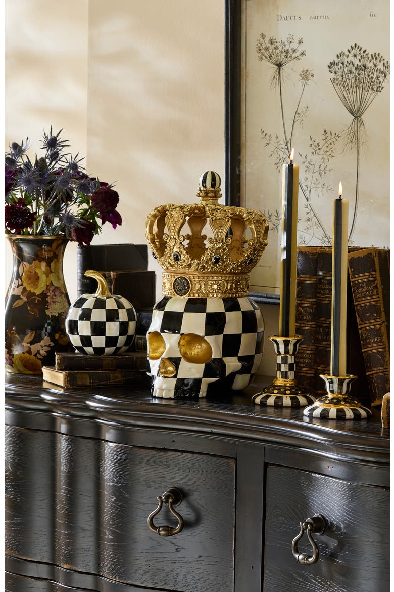 Courtly Check Crowned Skull, Alternate, color, BLACK