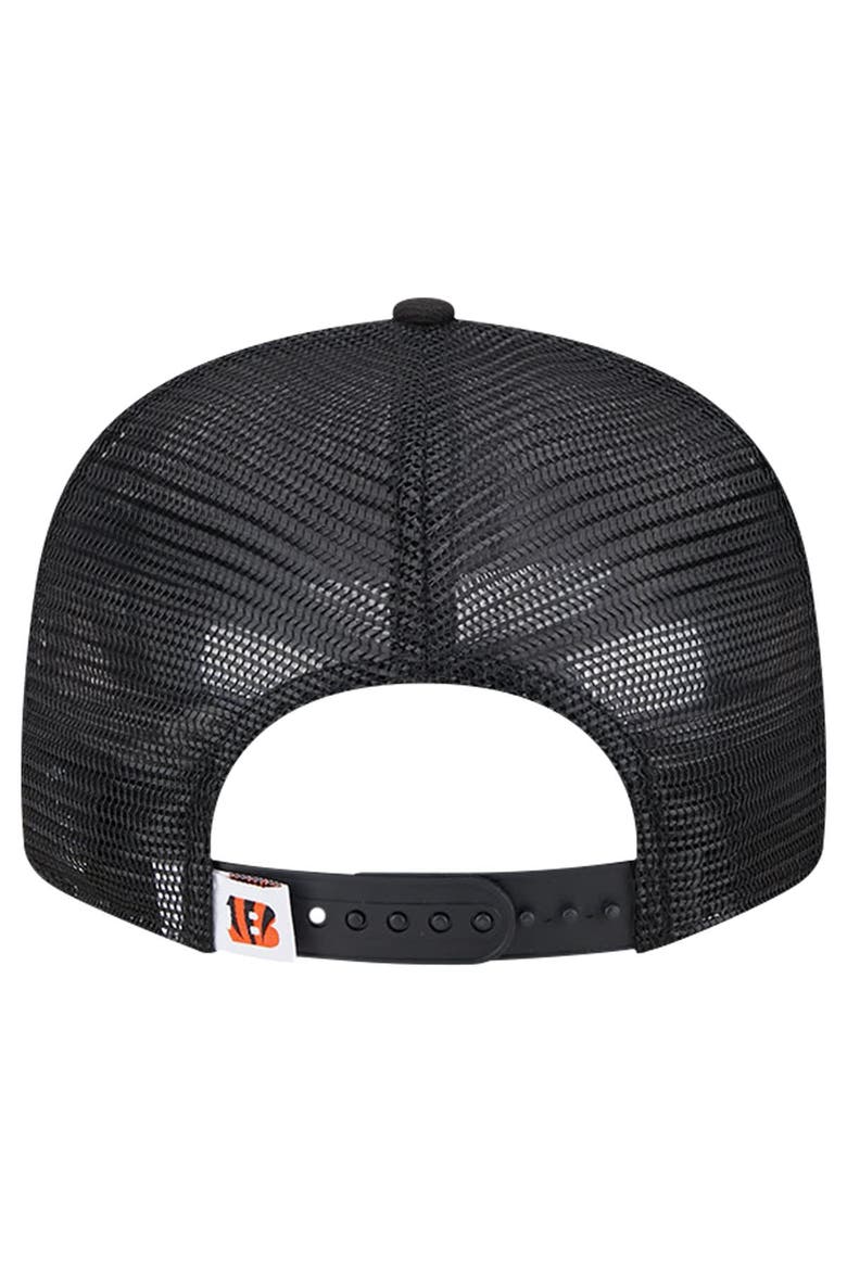 Men's New Era Black Cincinnati Bengals Main Trucker 9FIFTY Snapback Hat, Alternate, color, Black