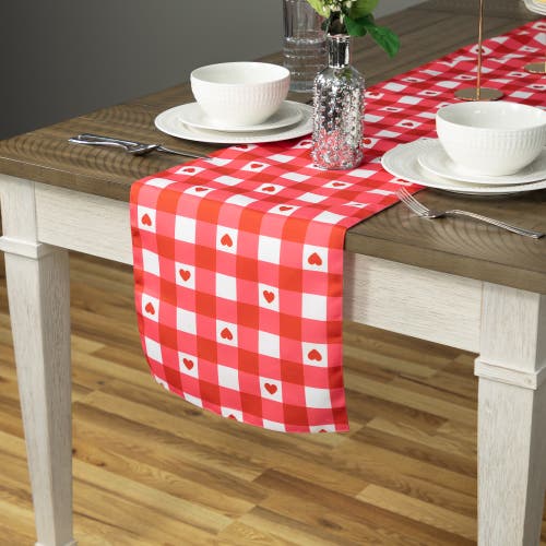 Northlight 72" Checkered Heart Valentine's Day Table Runner In Red