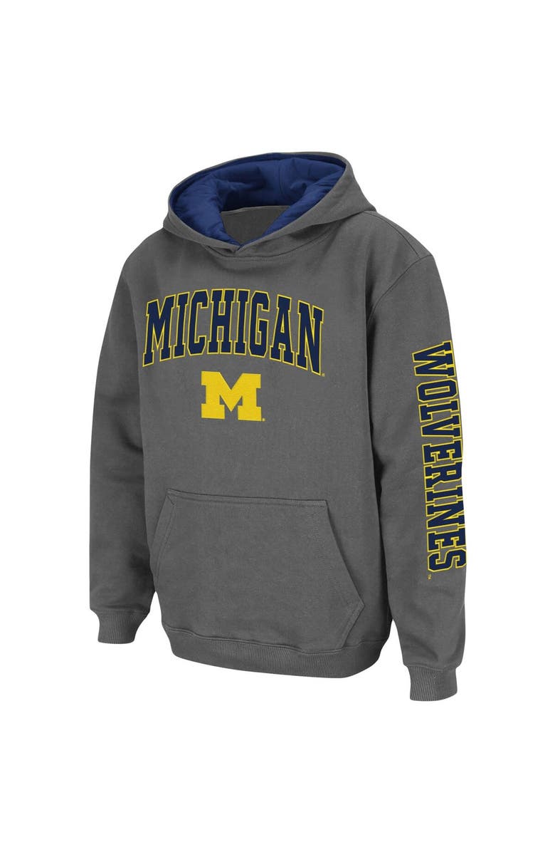 COLOSSEUM Youth Colosseum Charcoal Michigan Wolverines 2-Hit Team Pullover Hoodie, Alternate, color, Charcoal