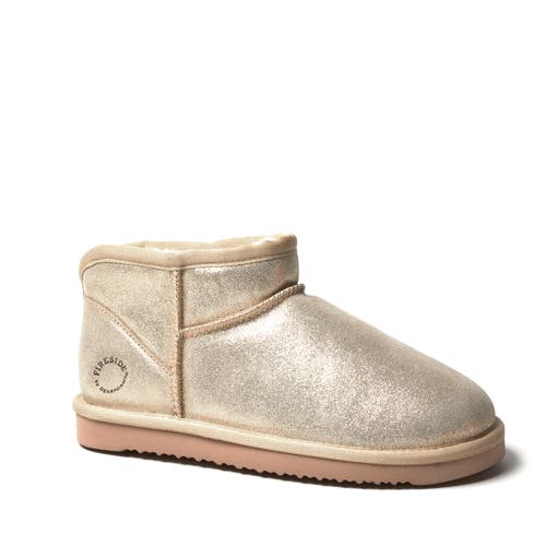 Dearfoams Fireside Riverland Genuine Shearling Micro Bootie In Gold