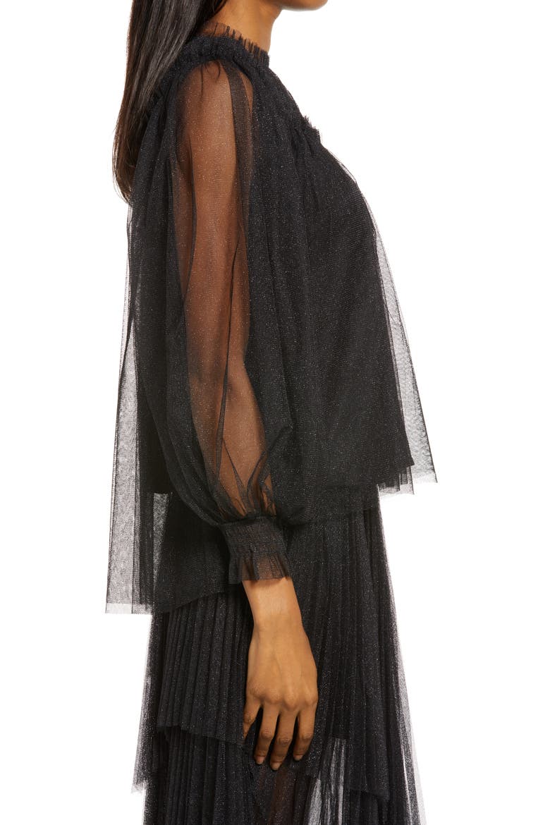Perri Long Sleeve Top, Alternate, color, METALLIC BLACK