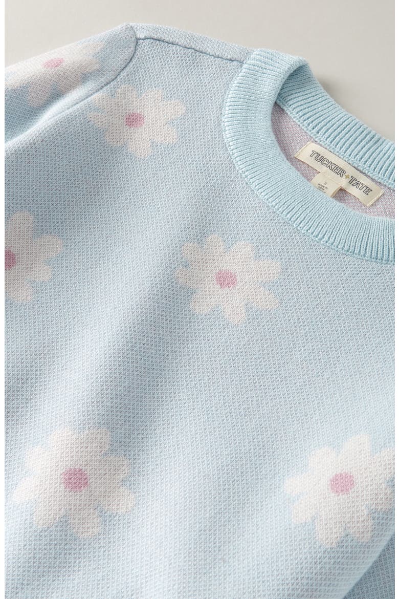 Kids' Pattern Crewneck Sweater, Alternate, color, BLUE DELICATE SPRING DAISIES