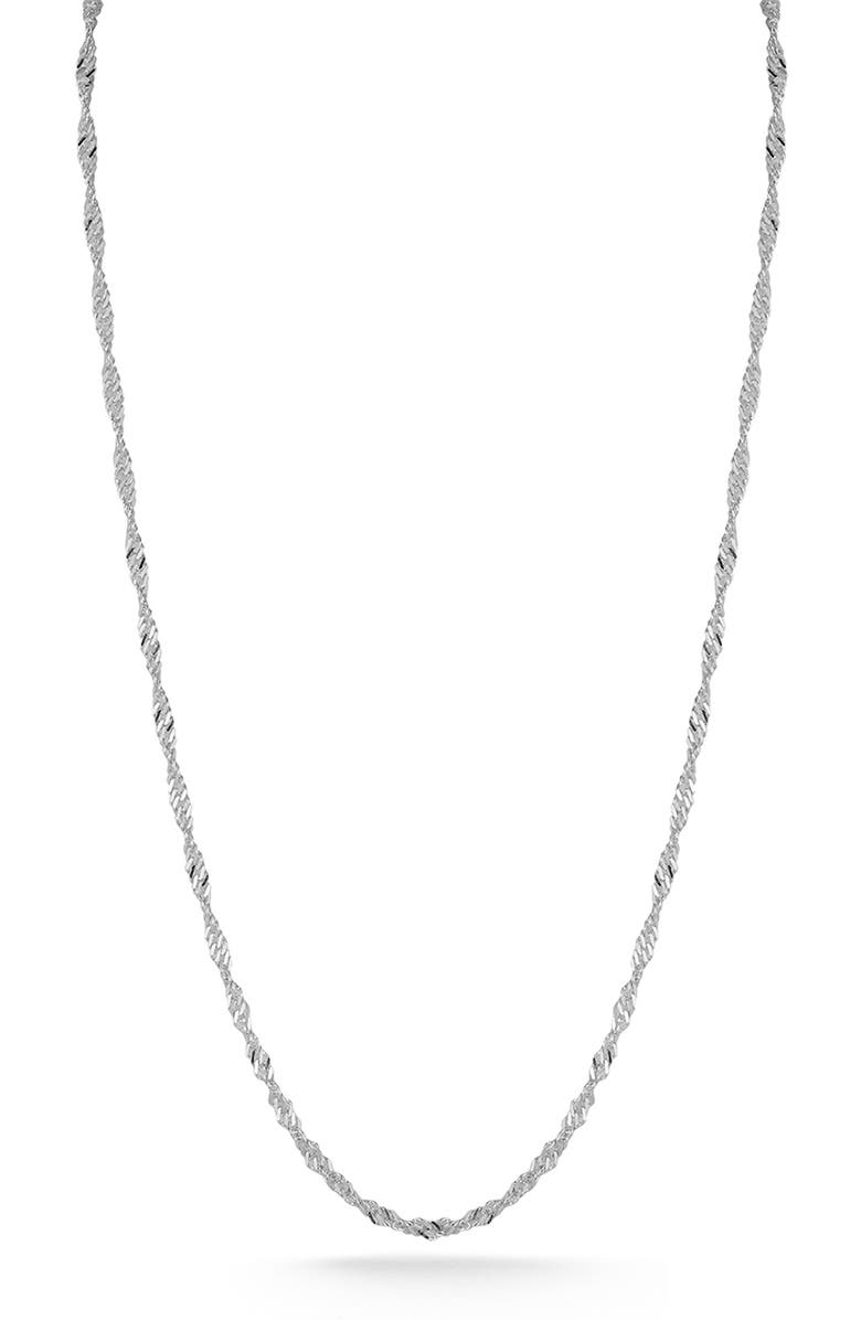 GLAZE JEWELRY Sterling Silver Singapore Necklace, Main, color, Silver