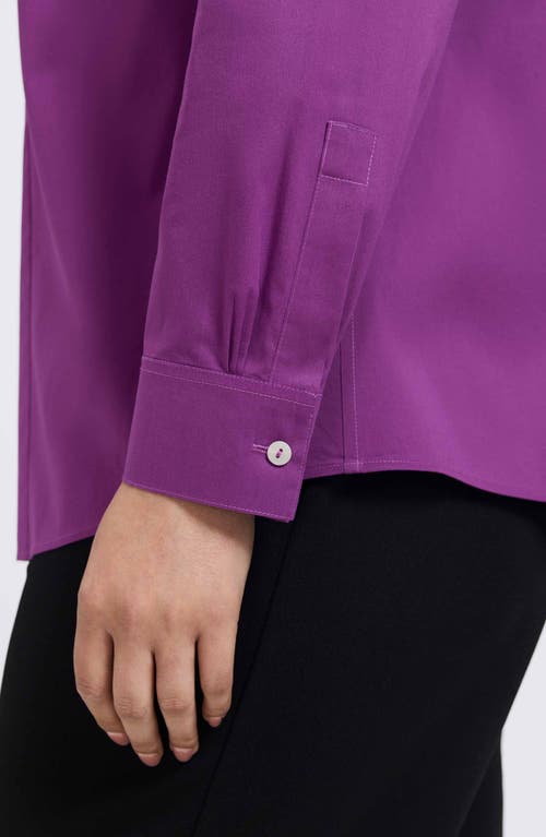 Foxcroft June Stretch Cotton Blend Button-up Shirt In Purple