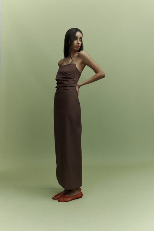 One Of Others Lucetta Strapless Dress In Mocha