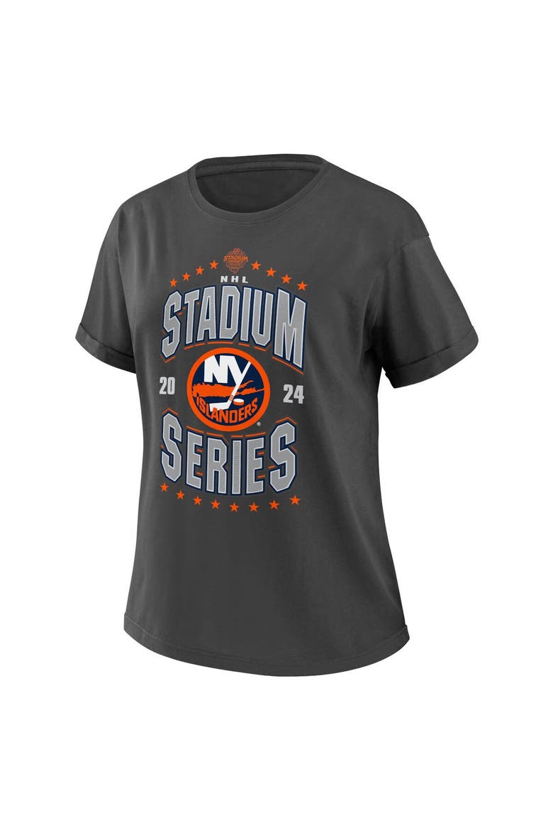 Women's WEAR by Erin Andrews  Charcoal New York Islanders 2024 NHL Stadium Series Boyfriend T-Shirt, Alternate, color, Charcoal