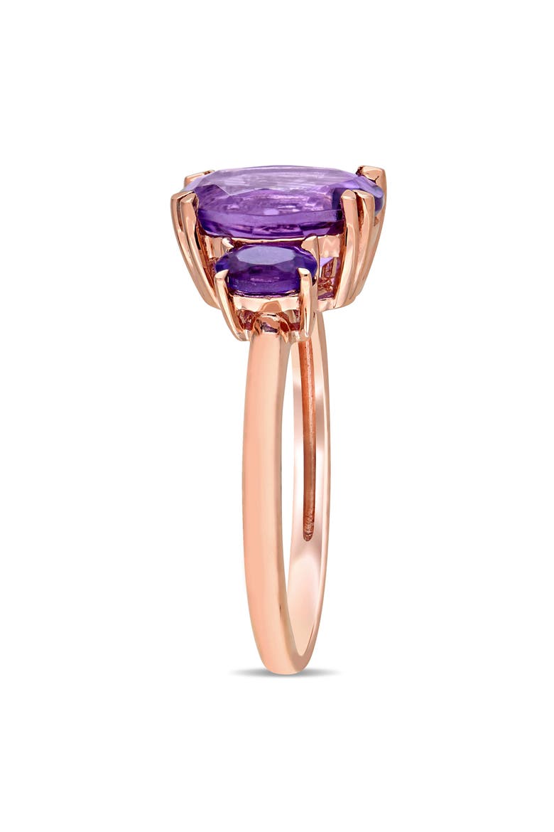 Amethyst 3-Stone Ring in 14k Rose Gold, Alternate, color, Amethyst