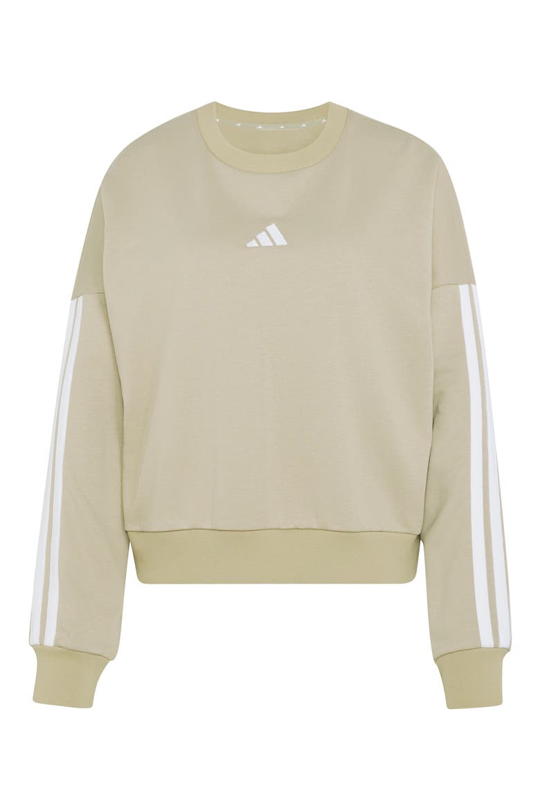 3-Stripes French Terry Crewneck Sweatshirt, Alternate, color, WONDER CARGO/ WHITE