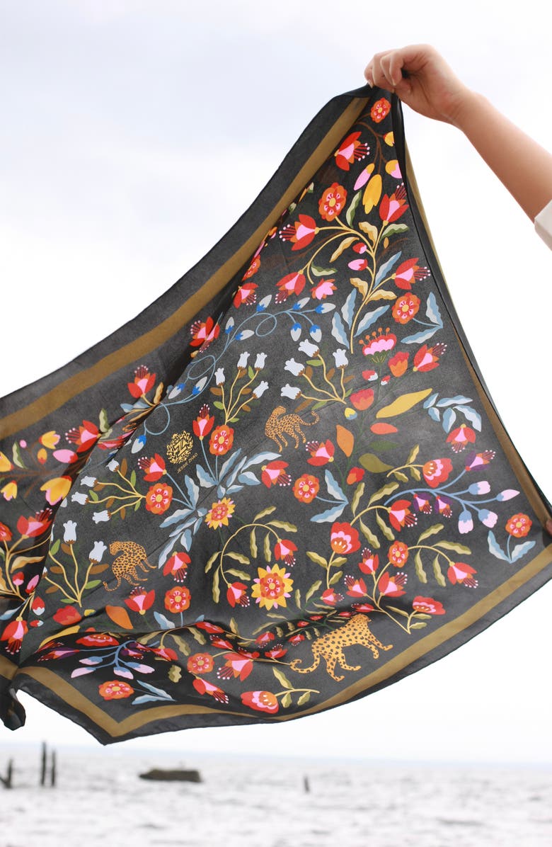 Jessie Zhao New York Double Sided Silk Scarf of Night Imagination, Alternate, color, 