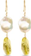 Haus of Brilliance 14K Yellow Gold Citrine and Baroque Pearl Drop and Dangle Earrings