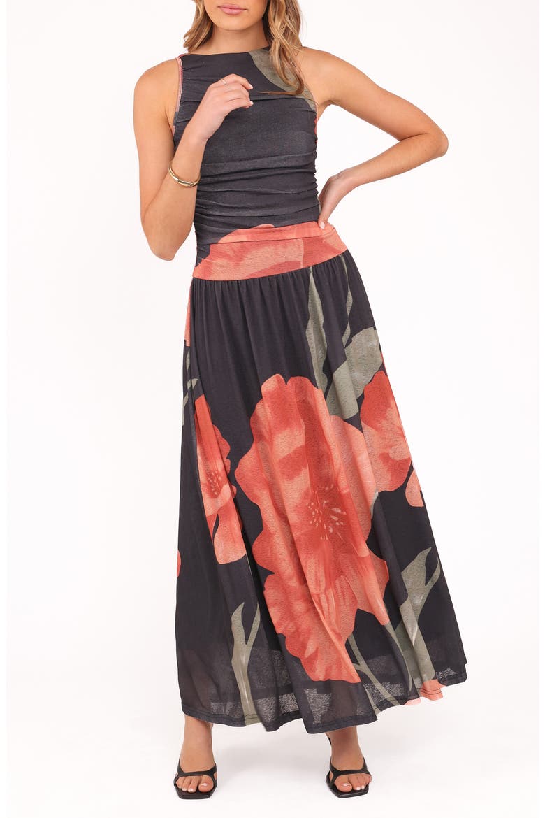 Carlin Floral Midi Dress, Main, color, BLACK FLORAL