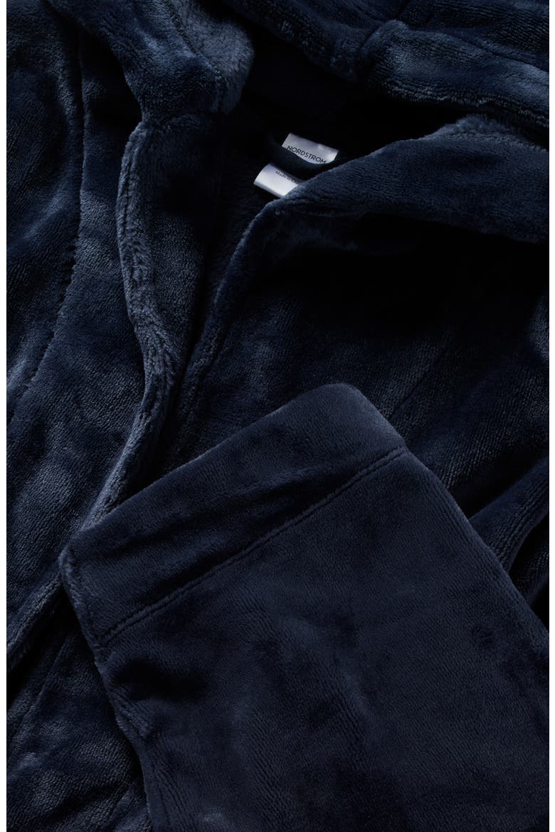 Kids' Hooded Fleece Robe, Alternate, color, NAVY PEACOAT