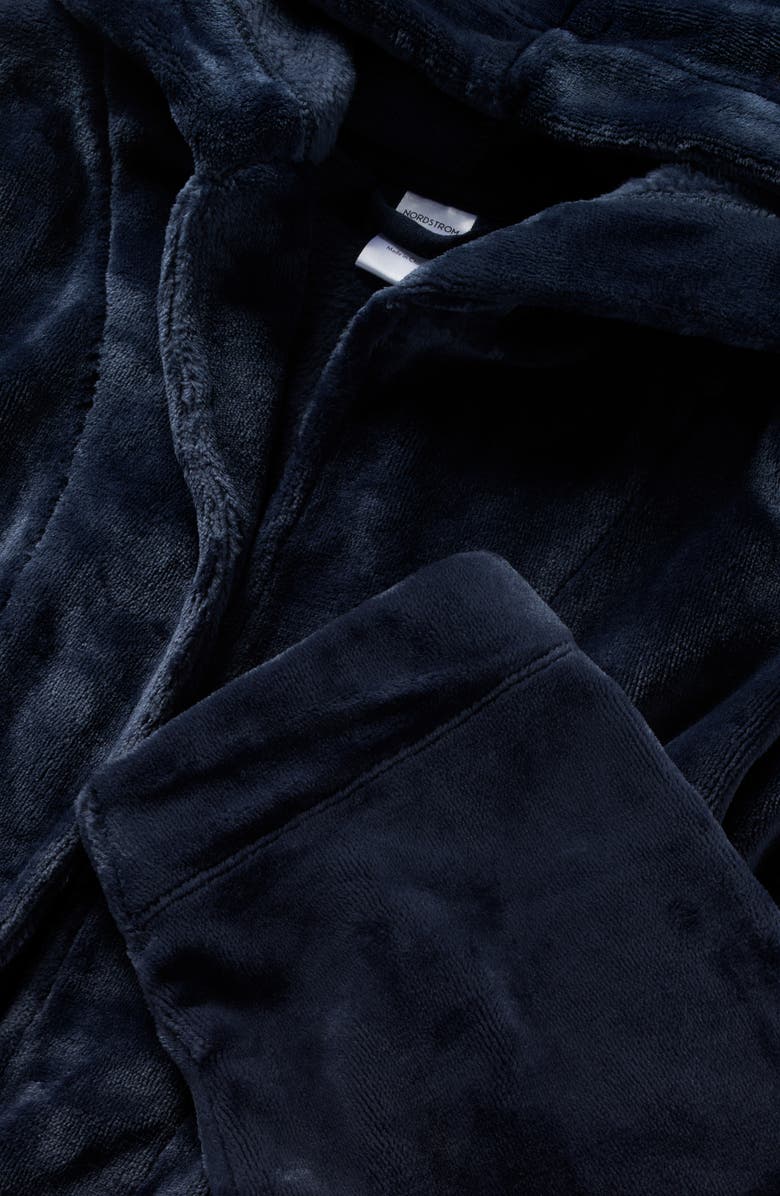 Nordstrom Kids' Hooded Fleece Robe, Alternate, color, Navy Peacoat