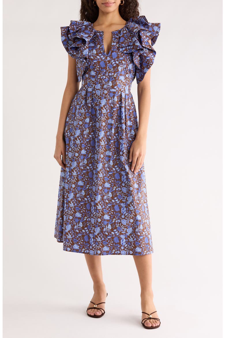 Francine Toile Sky Santana A-Line Dress, Main, color, BROWN-BLUE