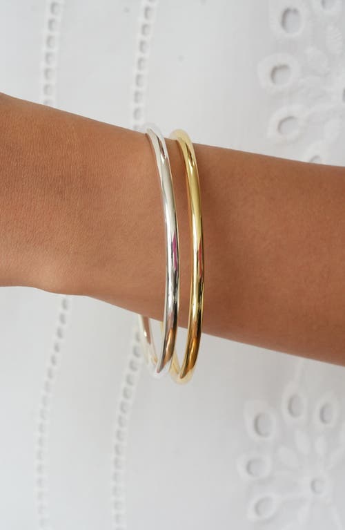 Argento Vivo Sterling Silver Two-tone Twisted Bangle Set In Metallic