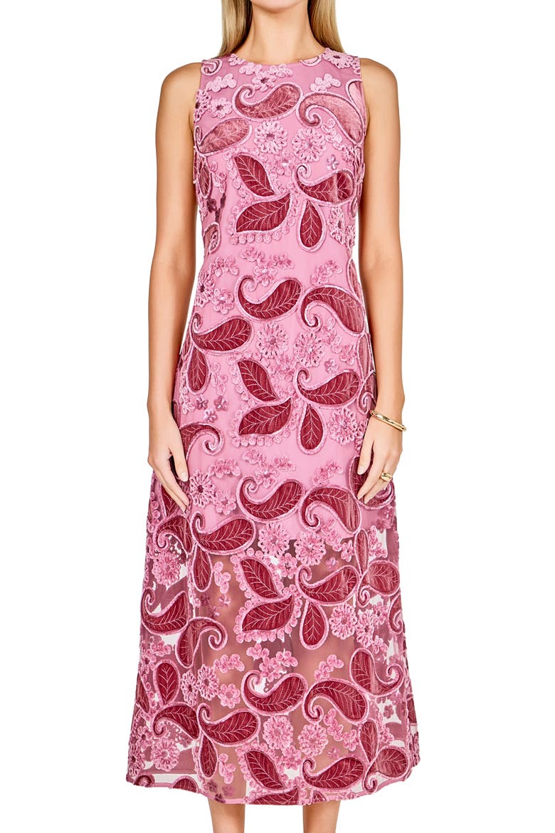 Sleeveless Lace A-Line Dress, Alternate, color, FUCHSIA