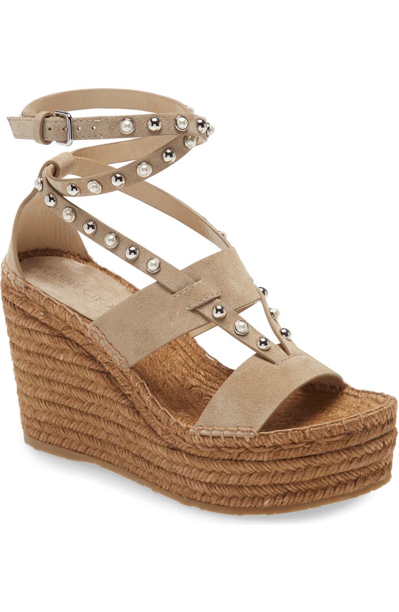 Jimmy Choo Danica Studded Espadrille Wedge Sandal, Main, color,