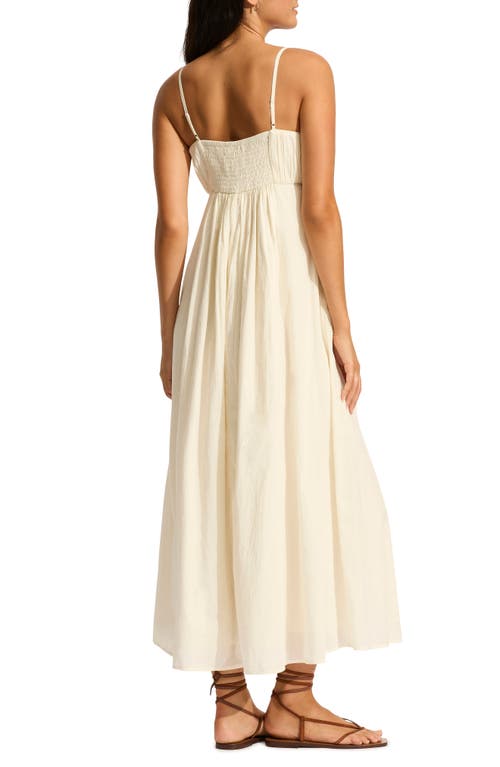 Seafolly Piped Organic Cotton Cover-up Dress In White
