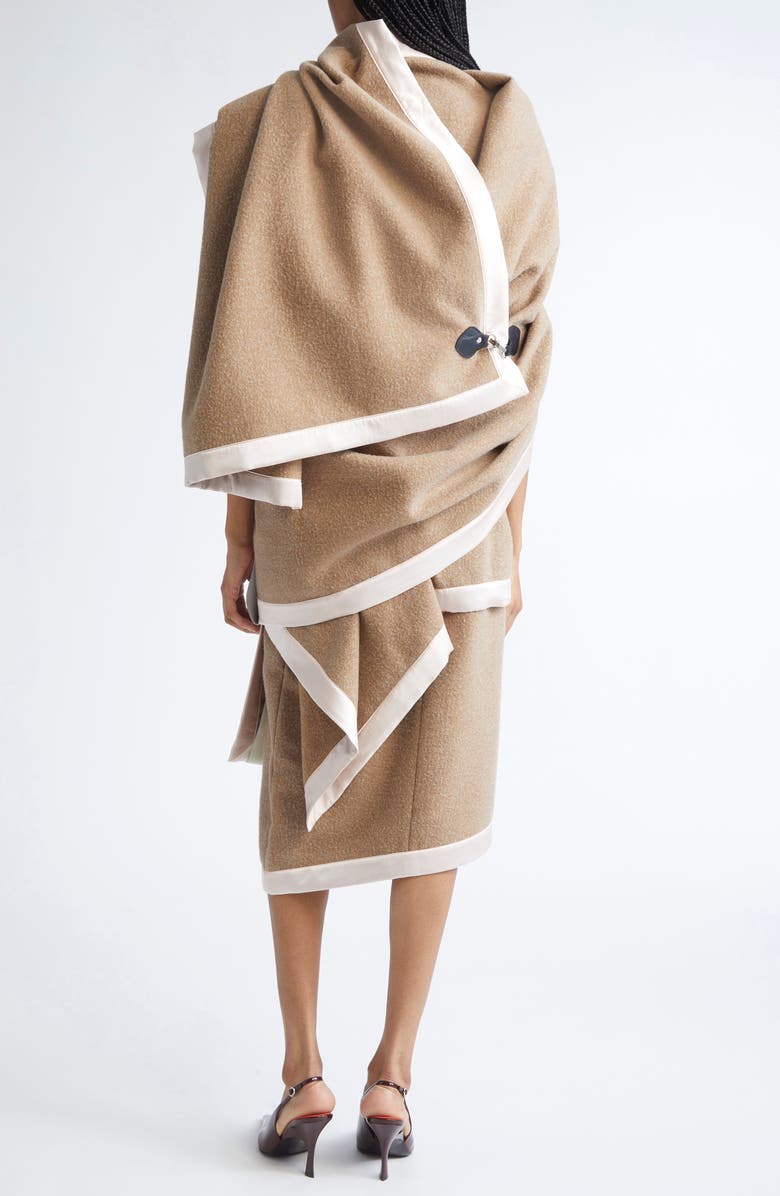 JULIE KEGELS Mafel Asymmetric Wool Blend Wrap Top, Alternate, color, Camel