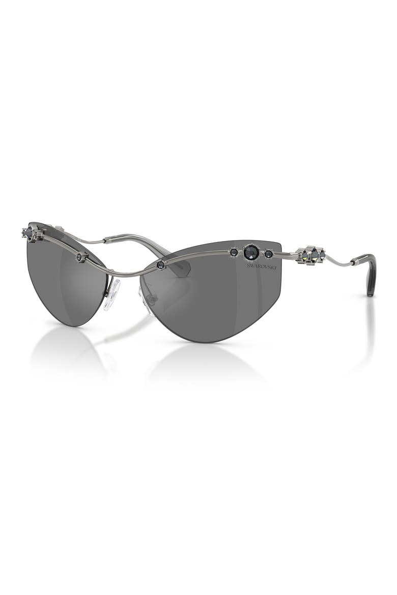 61mm Irregular Sunglasses, Alternate, color, GUNMETAL / GREY MIRROR BLACK
