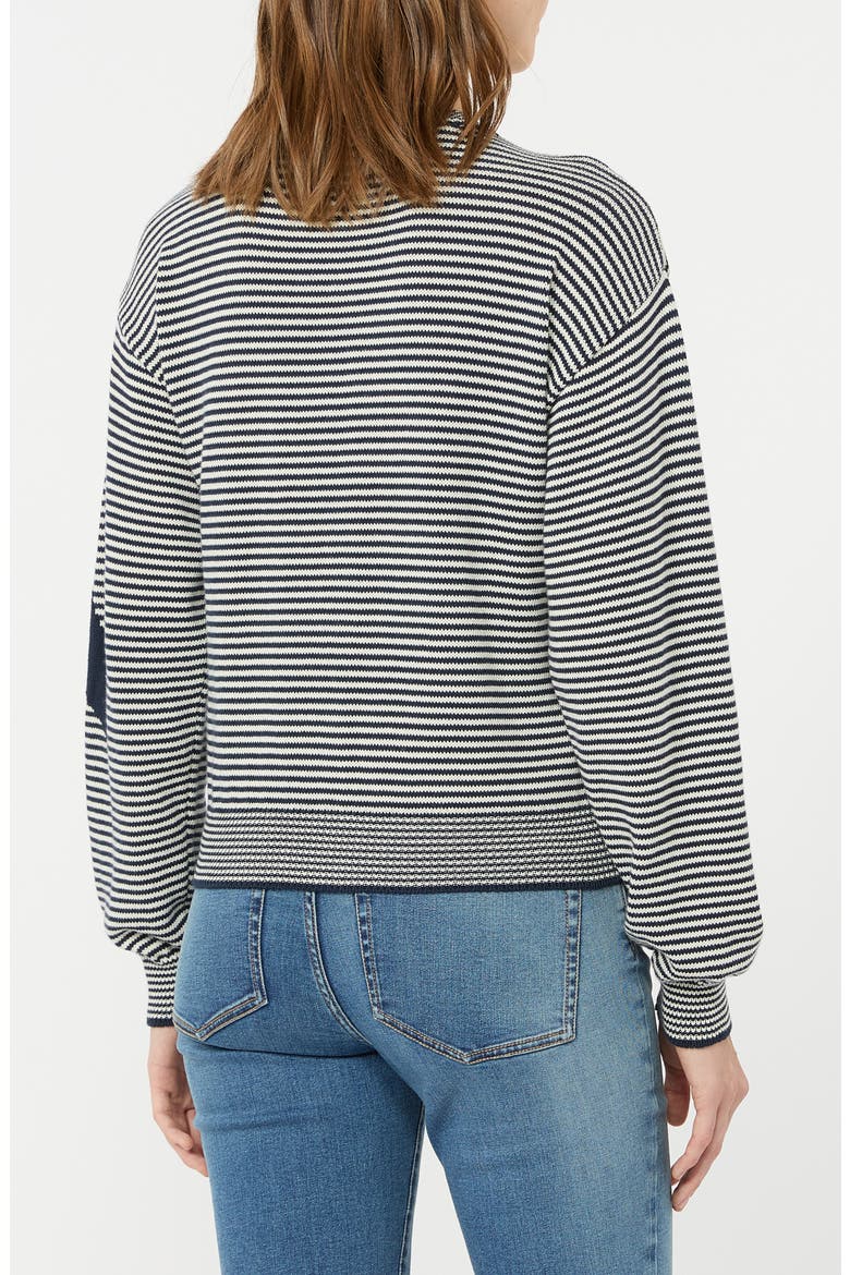 Teiera Stripe Cotton Blend Cardigan, Alternate, color, NAVY
