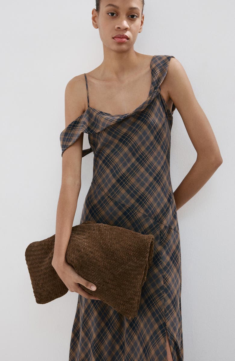 MANGO Plaid Asymmetric Sleeveless Dress, Alternate, color, 