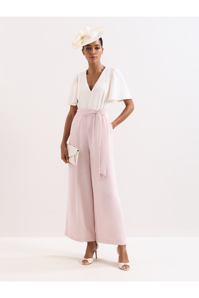 Kallie V-Neck Wide Leg Jumpsuit, Main, color, Pale Pink