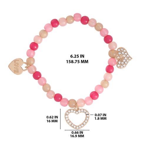 Jessica Simpson Kids Kids Pink Heart Charm Bracelet & Earrings Set In Pink